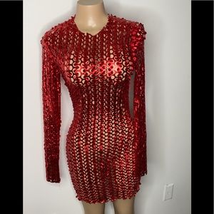 Red Lamé dress